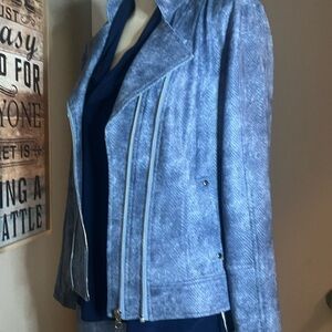 Liquid leather jacket and pant set blue snakeskin by Clara sun woo nwt
